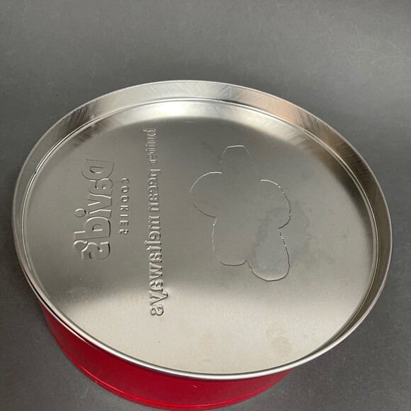 David's Cookies Red Empty Round Tin Can - Picture 9 of 10